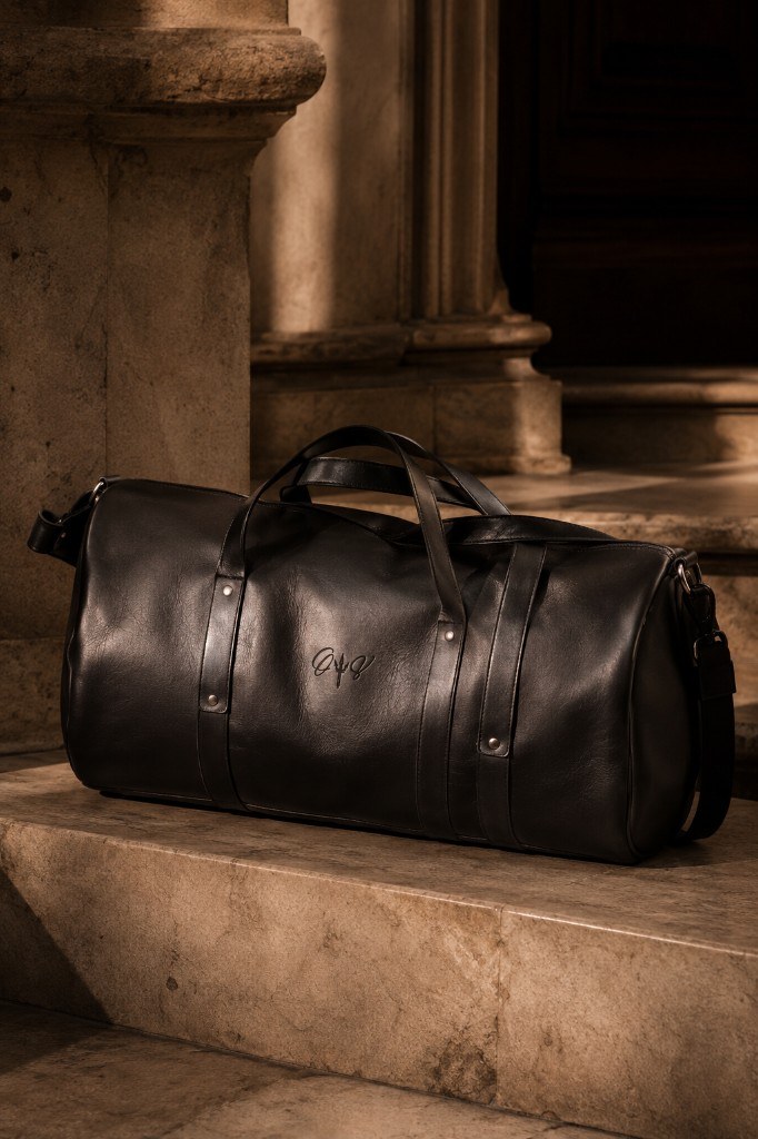 Travel Bag II en cuero negro